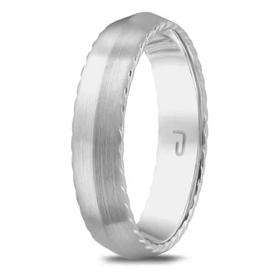 10K White Gold 5mm Carved Band