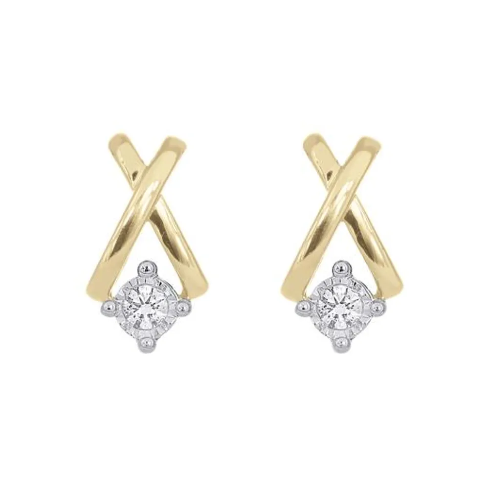 10K Yellow Gold 0.09CTW Diamond Earrings