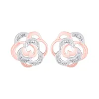 10K Rose Gold Diamond Flower Earrings