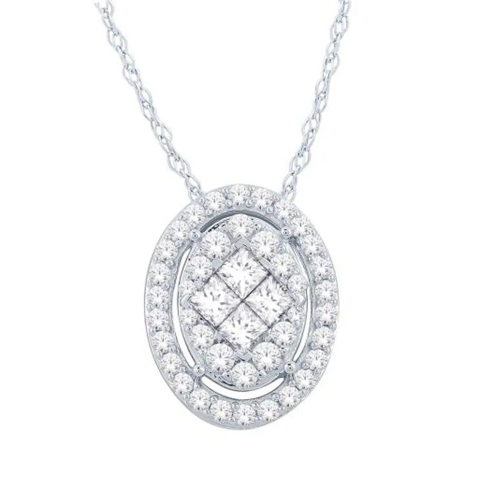 10K White Gold 0.50CTW Oval Pendant