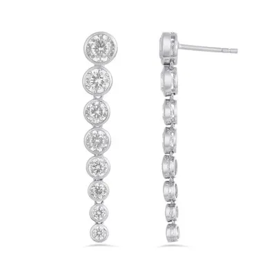 Sterling Silver Cubic Zirconia Luxe Uptown Linear Earrings