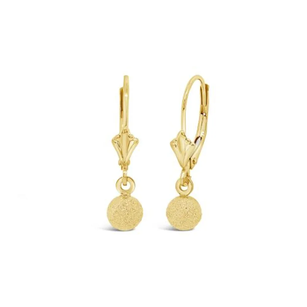 14K Yellow Gold Bead on Leverback Earrings