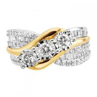 14K White & Yellow Gold 1.52CTW Three-Stone Ring