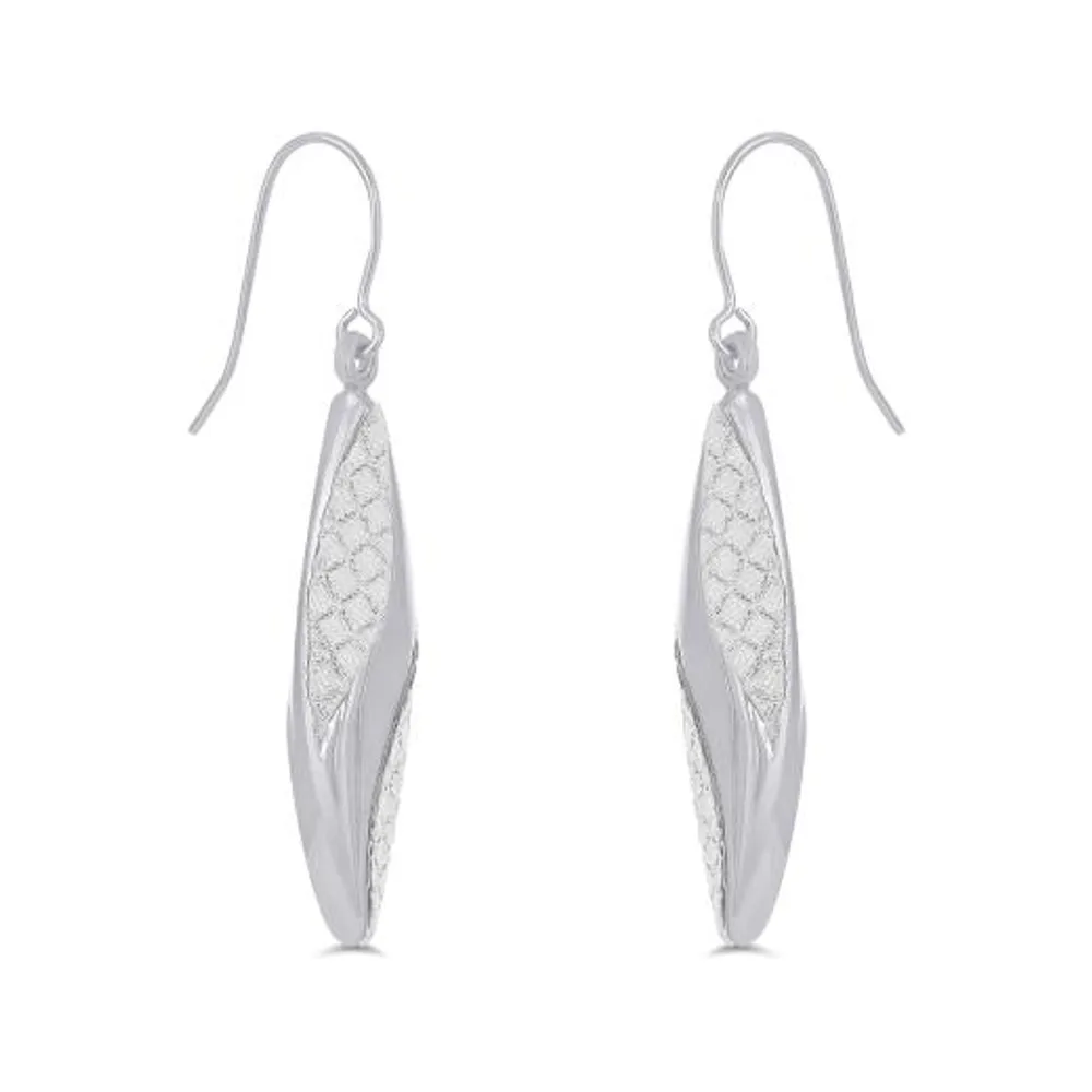 Sterling Silver Glitter Twist Drop Earrings