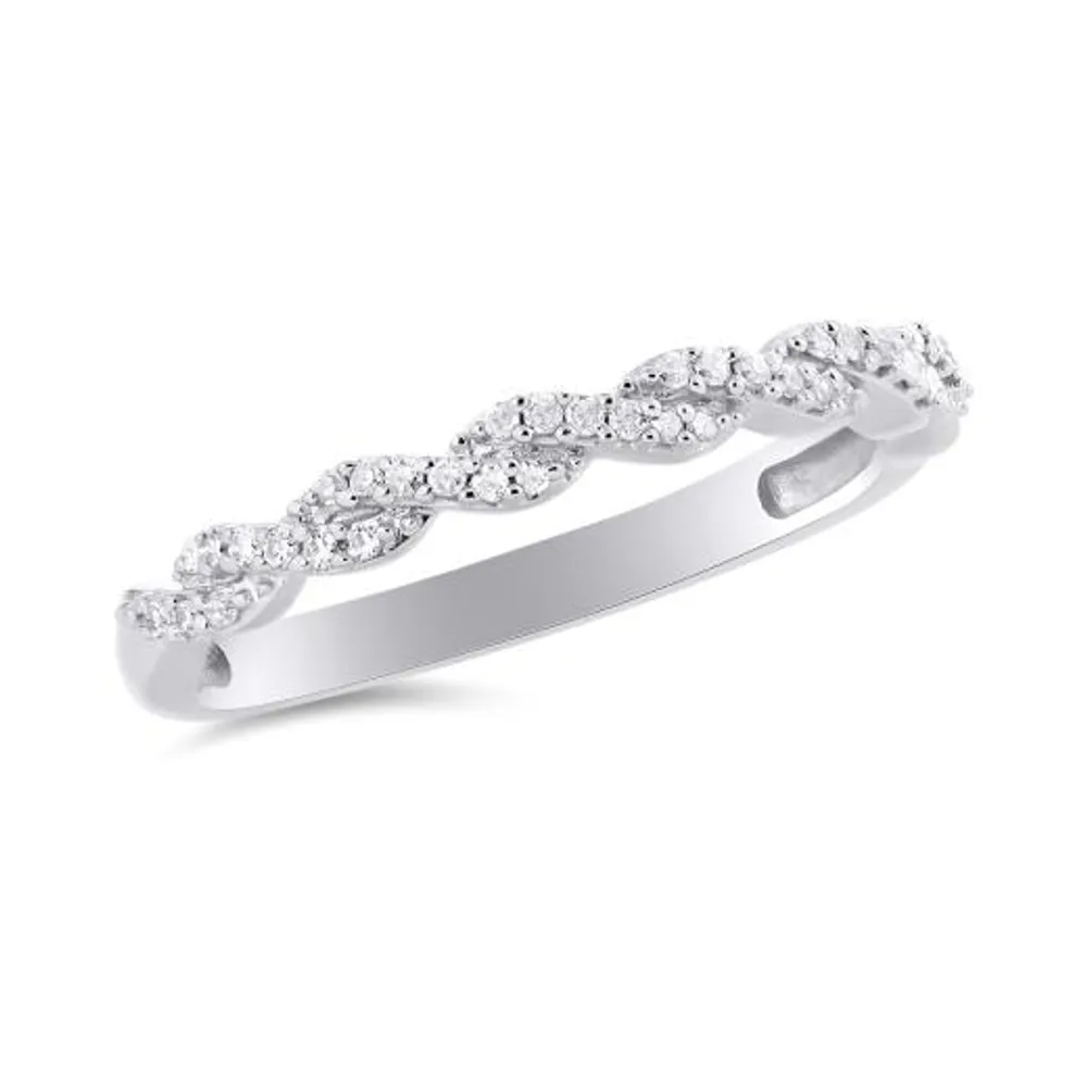 10K White Gold 0.11CTW Stackable Diamond Ring