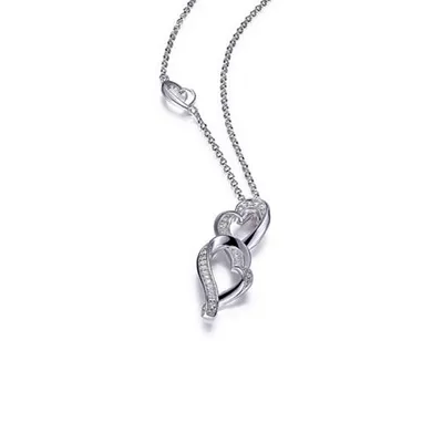 Elle Sterling Silver 3-Heart Cubic Zirconia Necklace