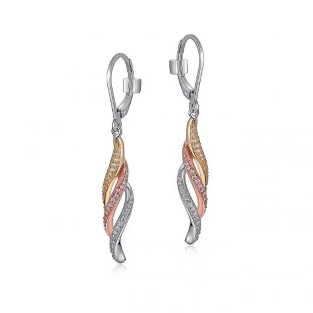 Elle "Ocean" Three-Tone Cubic Zirconia Earrings