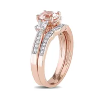 Julianna B 10K Rose Gold 0.14CTW Diamond & Morganite Bridal Set