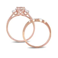 Julianna B 10K Rose Gold 0.14CTW Diamond & Morganite Bridal Set