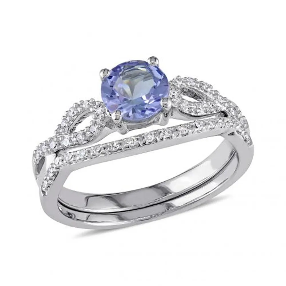 Julianna B 10K White Gold Tanzanite & Diamond Bridal Set