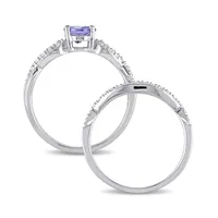 Julianna B 10K White Gold Tanzanite & Diamond Bridal Set