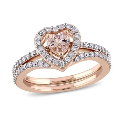 Julianna B 10K Rose Gold 0.50CTW Diamond & Morganite Bridal Set
