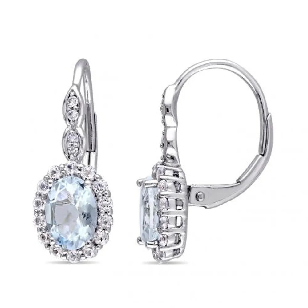 Julianna B 14K White Gold Aquamarine, White Topaz & Diamond Earrings