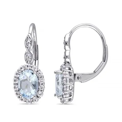 Julianna B 14K White Gold Aquamarine, White Topaz & Diamond Earrings