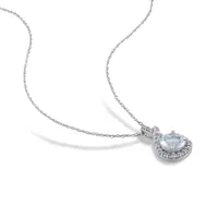 Julianna B 10K White Gold 0.25CTW Diamond & Aquamarine Pendant with 17" Chain