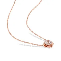 Julianna B 10K Rose Gold 0.08CTW Diamond & Morganite Pendant with 17" Chain