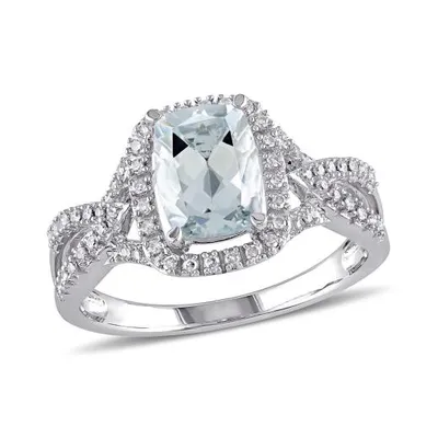 Julianna B 10K White Gold Aquamarine & Diamond Ring