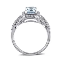 Julianna B 10K White Gold Aquamarine & Diamond Ring