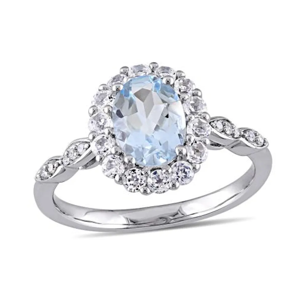 Julianna B 14K White Gold 0.05CTW Diamond & Aquamarine Ring