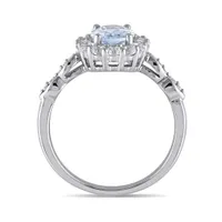 Julianna B 14K White Gold 0.05CTW Diamond & Aquamarine Ring