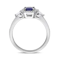Julianna B 14K White Gold Blue Sapphire, White Sapphire & Diamond Ring
