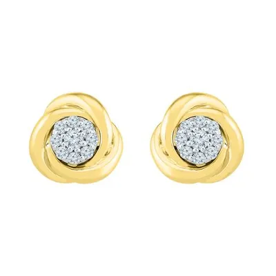 10K Yellow Gold Knot Earrings 0.18CTW