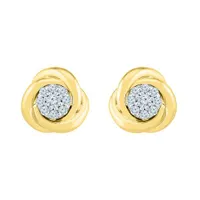10K Yellow Gold Knot Earrings 0.18CTW