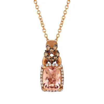 Le Vian 14K Strawberry Gold Morganite & Chocolate & Vanilla Diamond Pendant