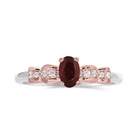 Enchanted Disney Sterling Silver 10K Rose Gold Diamond & Garnet Ring