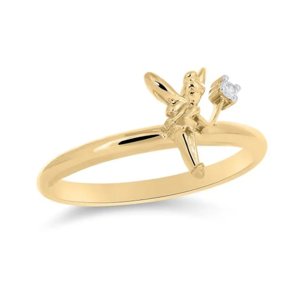 Enchanted Disney 10K Yellow Gold Diamond Tinker Bell Ring