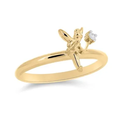 Enchanted Disney 10K Yellow Gold Diamond Tinker Bell Ring