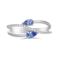 10K White Gold Tanzanite & White Topaz Ring