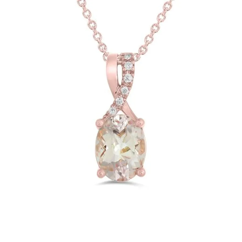 10K Rose Gold Morganite & Diamond Pendant