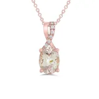 10K Rose Gold Morganite & Diamond Pendant