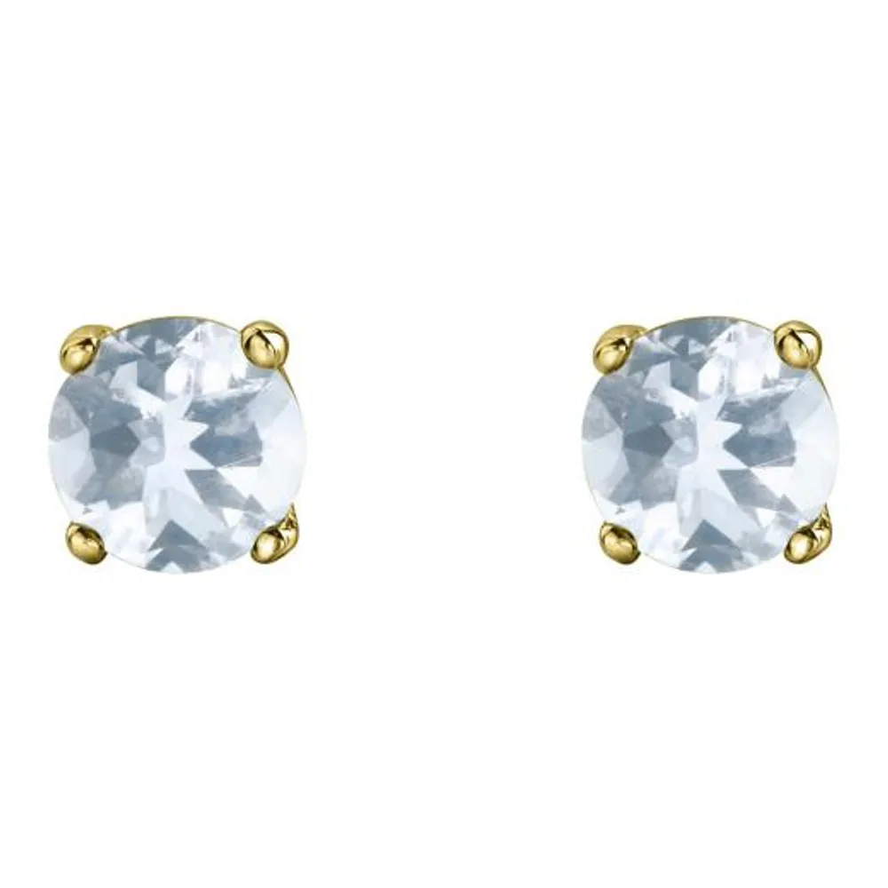 10K Yellow Gold Aquamarine Stud Earrings