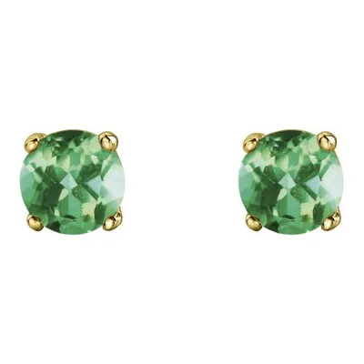 10K Yellow Gold Emerald Stud Earrings