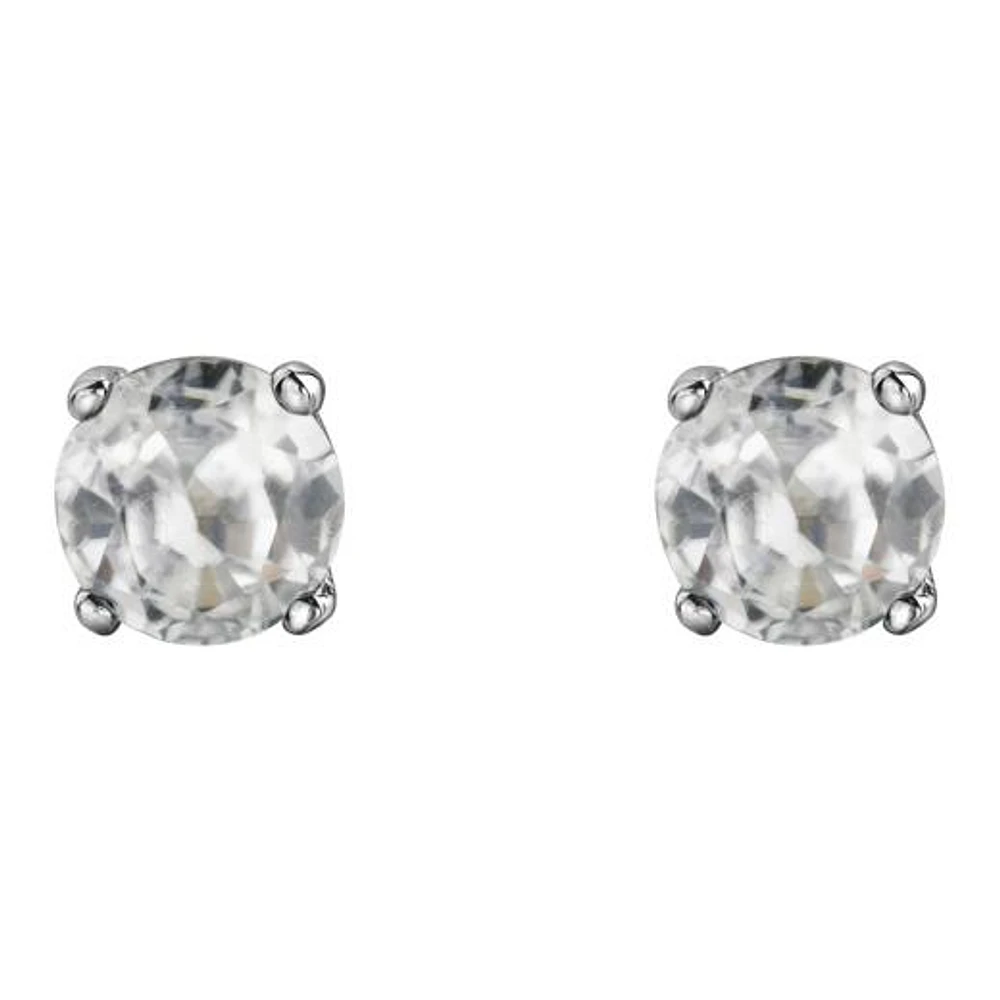 10K White Gold White Topaz Stud Earrings
