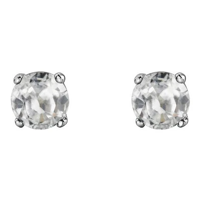 10K White Gold White Topaz Stud Earrings