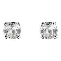 10K White Gold White Topaz Stud Earrings