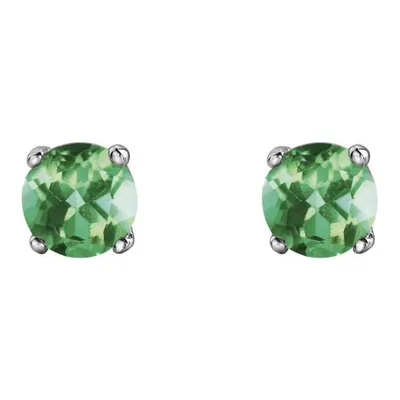 10K White Gold Emerald Stud Earrings