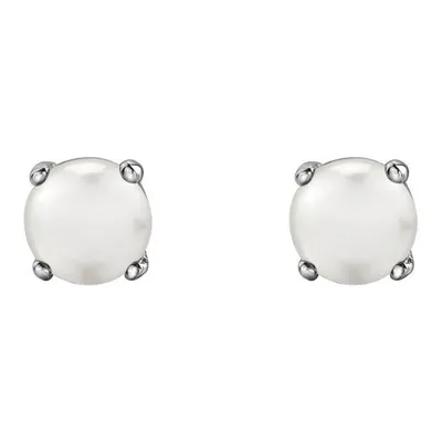 10K White Gold Pearl Stud Earrings