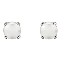 10K White Gold Pearl Stud Earrings