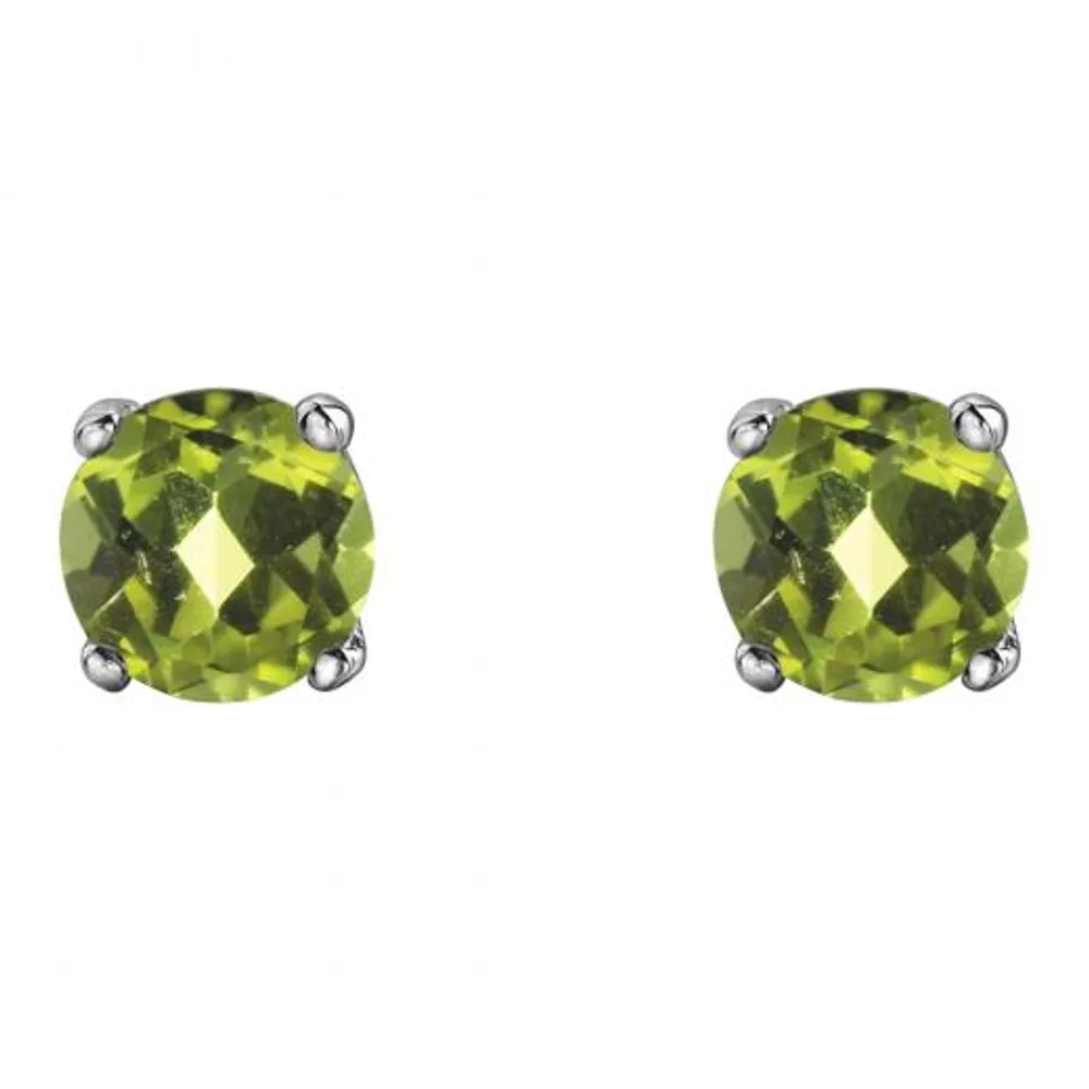 10K White Gold Peridot Stud Earrings