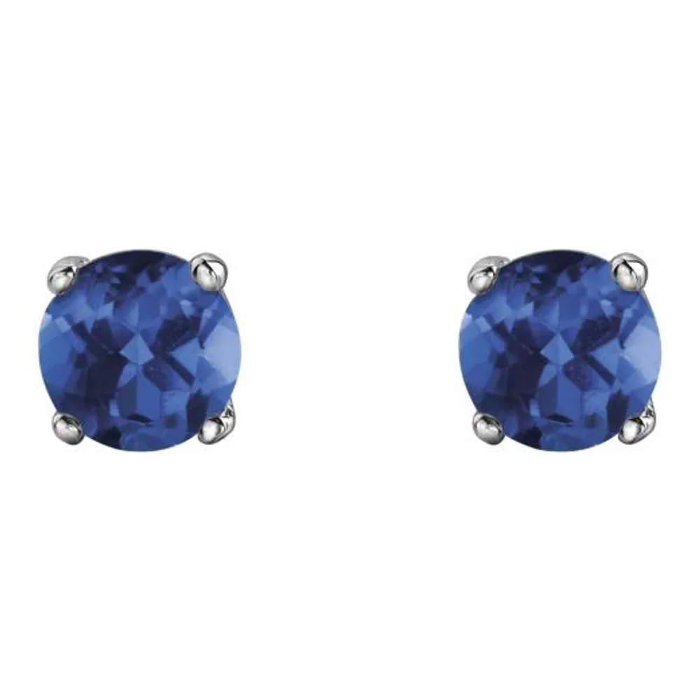 10K White Gold Sapphire Stud Earrings