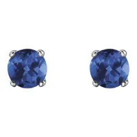 10K White Gold Sapphire Stud Earrings