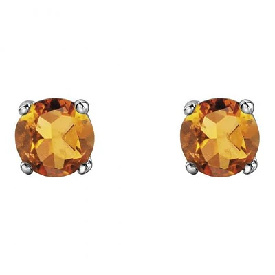 10K White Gold Citrine Stud Earrings