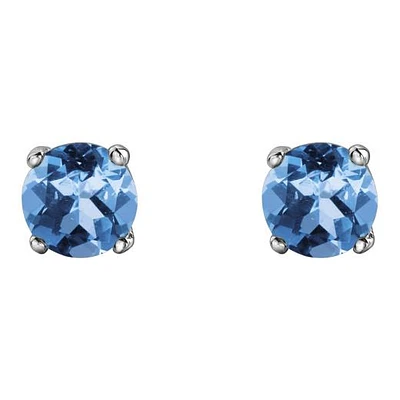 10K White Gold Blue Topaz Stud Earrings