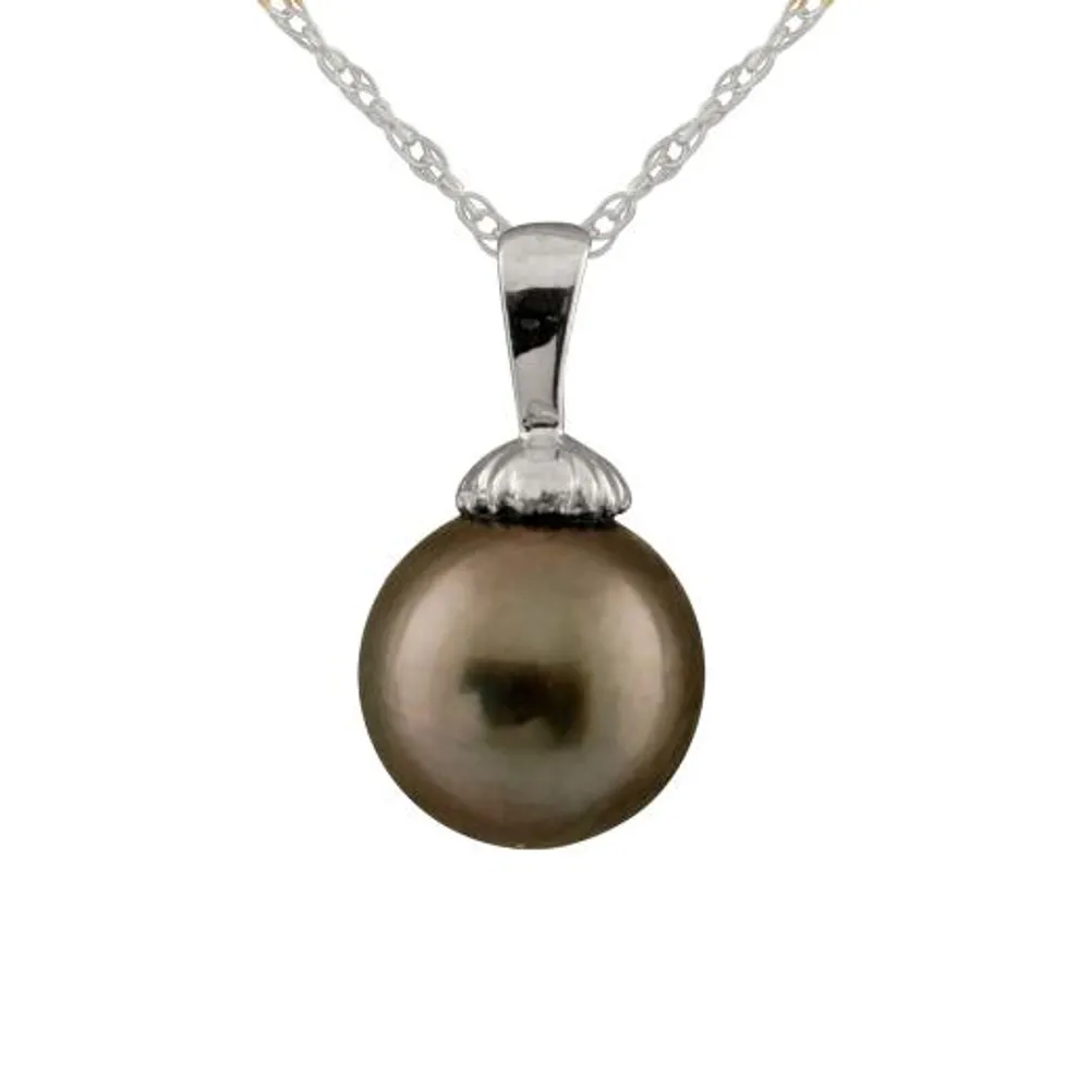 14K White Gold 10-11mm Tahitian Pearl Pendant