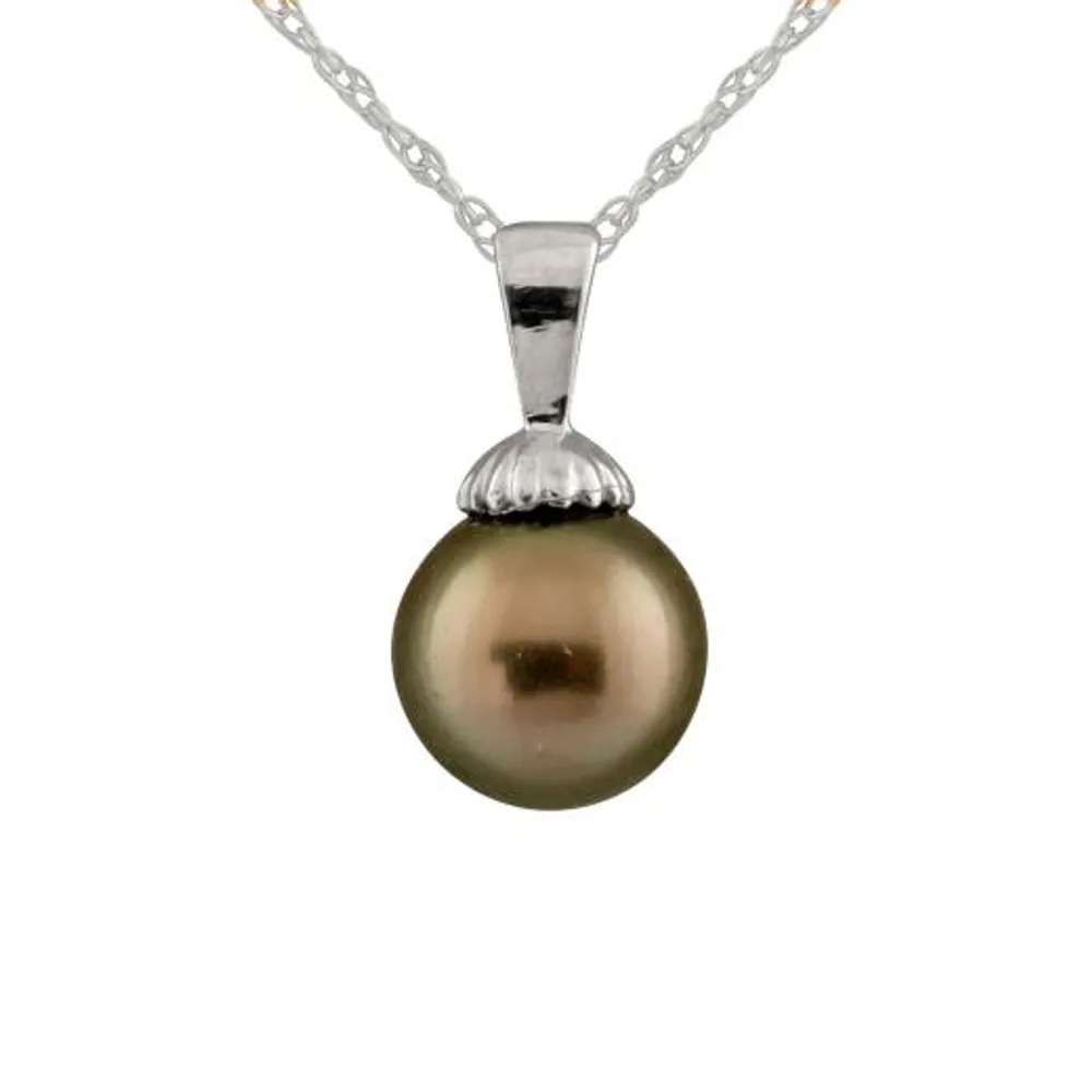 14K White Gold 8-9mm Tahitian Pearl Pendant