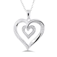 Sterling Silver Diamond Heart Pendant